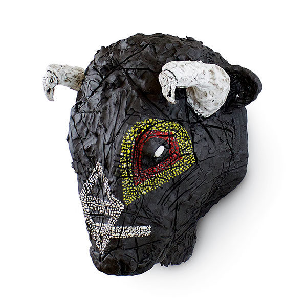 5 The Buzzard and the Buffalo, 17 in. (43 cm) in height, stoneware,  glaze, 2019.