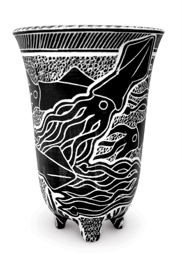  4 Squids (cup), 7 in. (18 cm) in height.