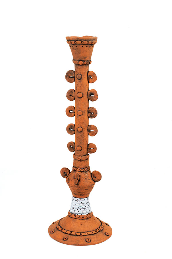 3 Vered Binyamini’s Candle Stand 2, 12½ in. (32 cm) in height, red stoneware, fired to cone 3. 