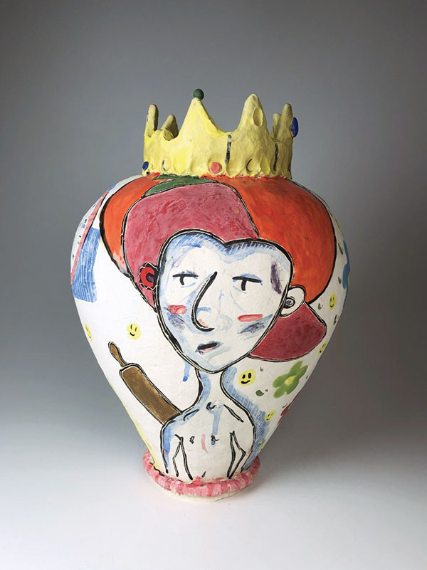 9 Laura Jenels’ Exposed at the Grocery, 19 in. (48 cm) in height, stoneware, fired to cone 5. 