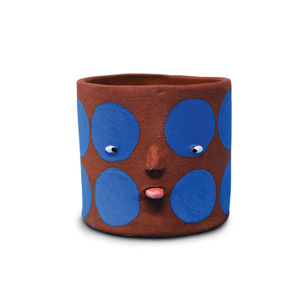 3 Nikki Lau’s Spotty Face Planter, 3 in. (7 cm) in height, mid-range red clay, underglaze, glaze. 