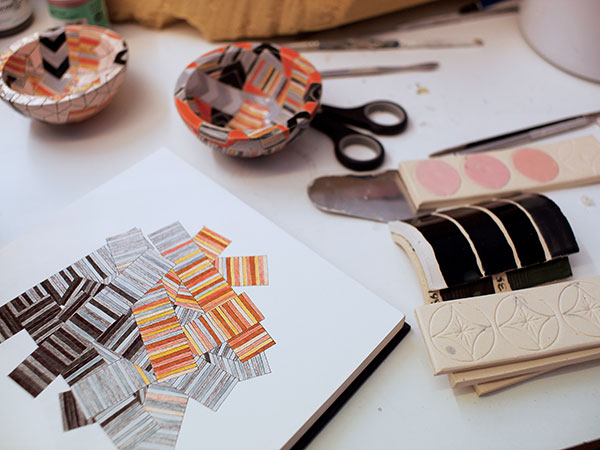 7 Sketchbook, test tiles, test pieces, 2019. 5–7 Photos: Shannon Tofts.