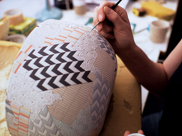 6 Hand painting glaze and vitreous slip, 2019.