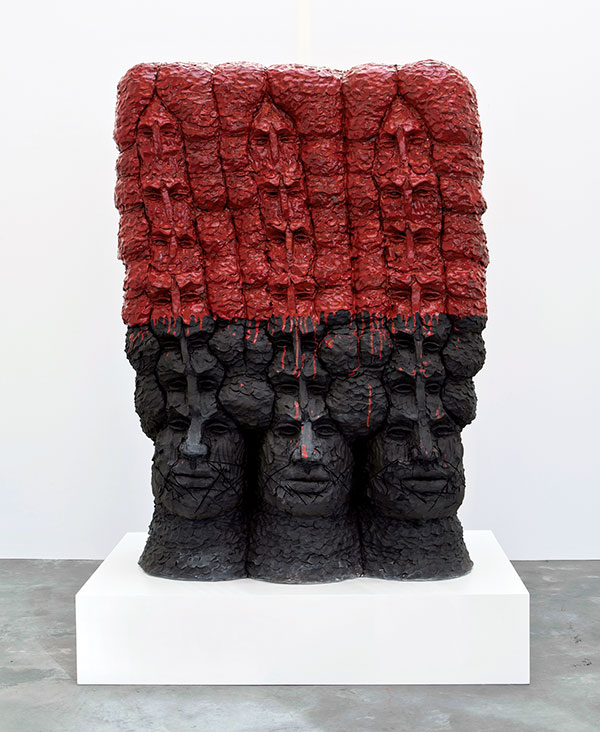 1 ONE’TEH (front), 53 in. (1.3 m) in height, stoneware, glaze, 2020.