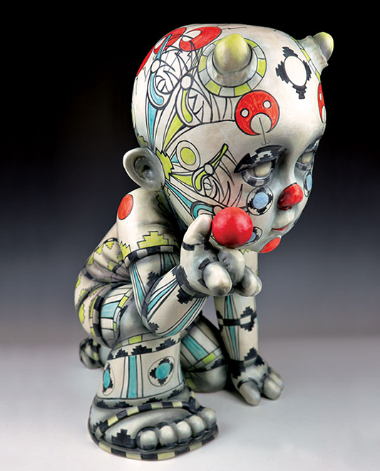 6 Zepita, 24 in. (61 cm) in length, ceramics, underglazes, clear glaze, fired to cone 6, 2020–2021.
