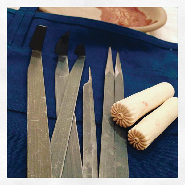 5 Korean carving tools and stamps provided to the attendees as part of their conference tool kit. Photo: Jen Leis.