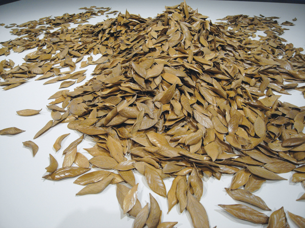 6 Liu Jianhua’s Fallen Leaves, porcelain with glaze, dimensions variable, 2012. Courtesy of the artist and Pace Beijing