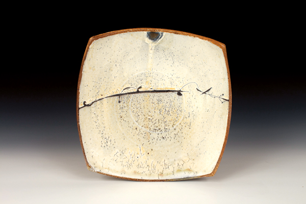 8 Matt Krousey’s barbed-wire sandwich plate, 9 in. (23 cm) in height, salt-fired stoneware, bisque slip, ash glaze, fired to cone 10, 2016.