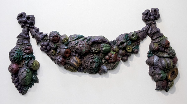 6 Festoon (Summer), 5 ft. 2 in. (1.6 m) in length, earthenware, fired in oxidation to cone 04, 2023.