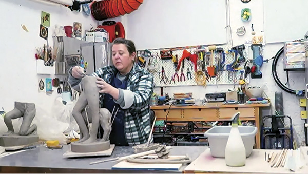 7 Claire Partington sharing her building technique via a live Zoom session from her studio in London.