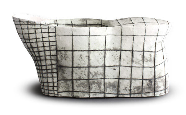 6 Daphne Corregan’s Divided Spaces, 15 in. (38 cm) in length, stoneware, engobe, 2022.