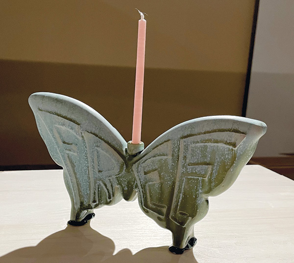 5 Julie Moon’s Even Nature Demands It (two views), handbuilt porcelaneous stoneware, glaze, 2025.