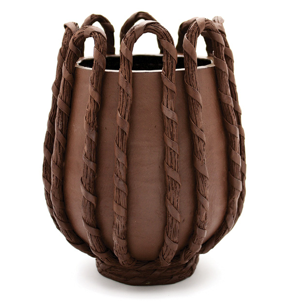 7 Untitled vase, 7 in. (18 cm) in height, brown stoneware, fired to cone 5 in an electric kiln, 2020.