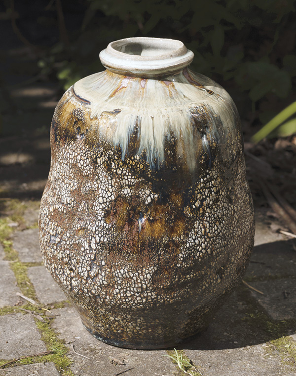 5 Waisted vase, 10½ in. (27 cm) in height, stoneware, Nuka glaze over river iron.