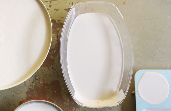 2 After pouring plaster into your vessels, gently agitate to release trapped air bubbles before letting the plaster cure.
