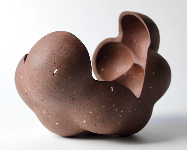 9 Silk 1204, 8 in. (20 cm) in length, locally sourced Minnesota clay, sand, fired in oxidation to cone 6, 2022.