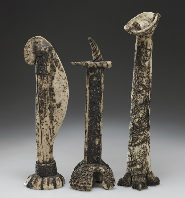 2 William Parry’s KFS (Knife Fork Spoon) 28: Stand, white stoneware, black copper oxide slip, 1994. Gift of Amanda Parry Oglesbee and Brian Oglesbee.