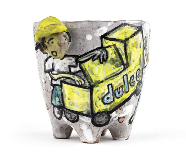 9 Peter Jadoonath's “Dulce” Head Cup, 3½ in. (8.9 cm) in height, handbuilt red clay, fired to cone 3 in an electric kiln.