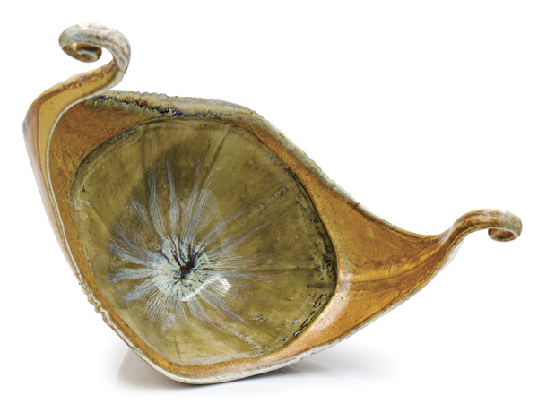 Eric Ordway's Orange ale bowl, 9½ in. (24.1 cm) in width, stoneware, flashing slip, fired to cone 12 in a wood kiln, 2024.