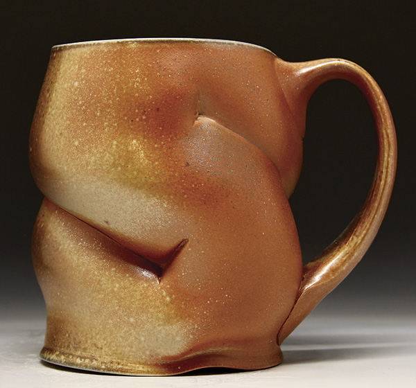 1 Ben Eberle's Hug mug, Modified Beck Porcelaneous Stoneware, Neumann (Johnston) Red Slip, 5 in. (12.7 cm) in height, fired to cone 10 in a wood-soda kiln, 2025.