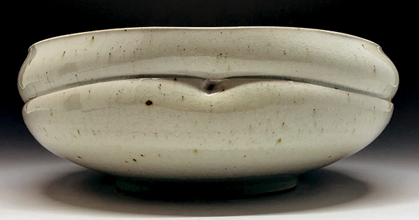 2 Ben Eberle's Serving bowl, 13 in (33 cm) in width, porcelaneous stoneware, Pinnell Celadon, fired to cone 11 in a wood-soda kiln, 2023.