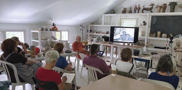 5 Jack Troy gives a PowerPoint presentation during his workshop.