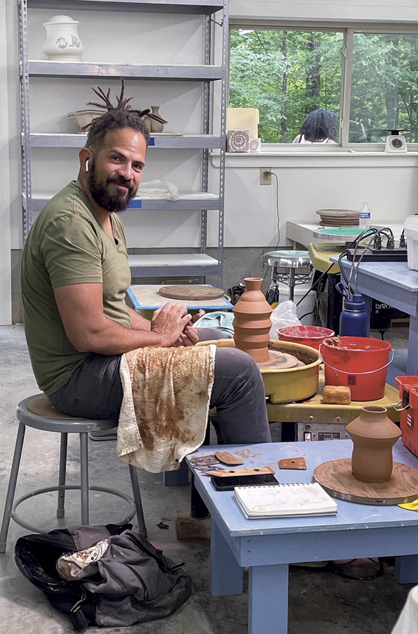 7 Wayne Perry throwing pots in the communal ceramics studio. Photo: Hambidge Center staff.