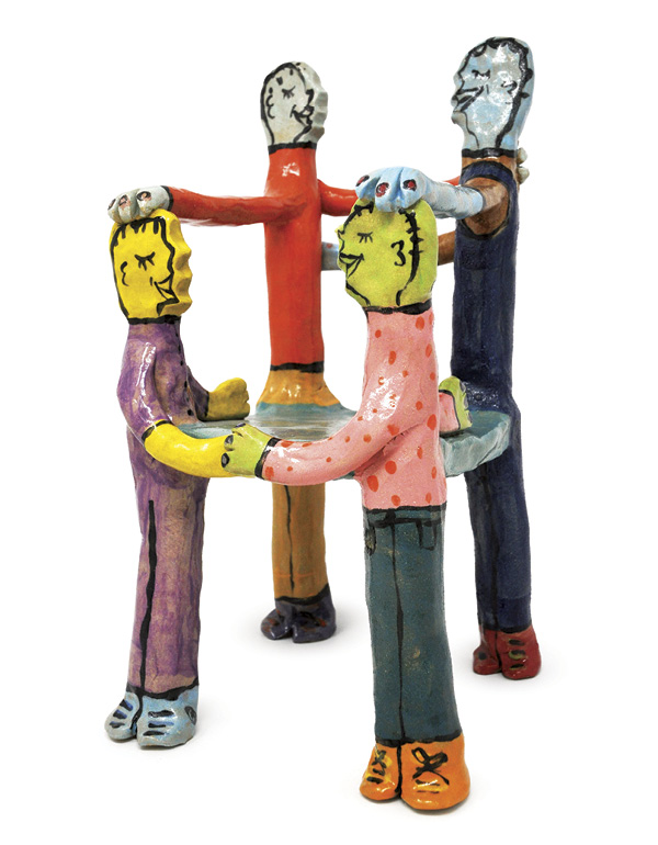 2 Mayetta Steier’s Body Chair, 11 in. (28 cm) in height, earthenware, underglaze, glaze, 2025.