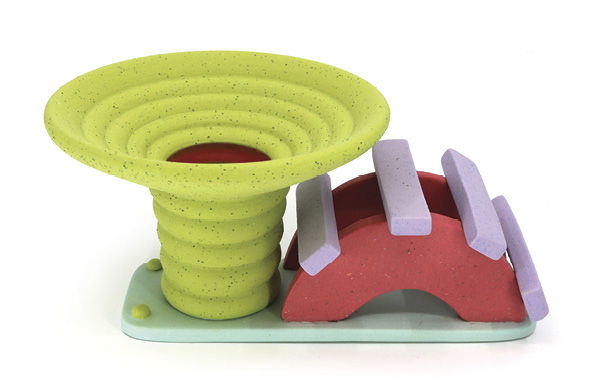 6 Chris Alveshere's Watermelon Display, 8½ in. (21.6 cm) in width, colored porcelain, handmade grog, fired to cone 9, 2024.