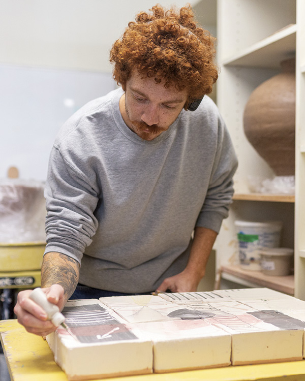 Steven Parker (2025–2026) working on new pieces in his residency studio. Photos: Sawtooth School for Visual Art. Sawtooth School for Visual Art’s Ceramics Artist-in-Residence, Winston-Salem, North Carolina.
