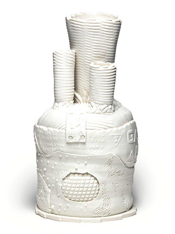1 Nick Sevigney’s vase, 8 in. (20.3 cm) in height, wheel-thrown and handbuilt porcelain, fired in oxidation to cone 6. Photo: Silvia Palmer.