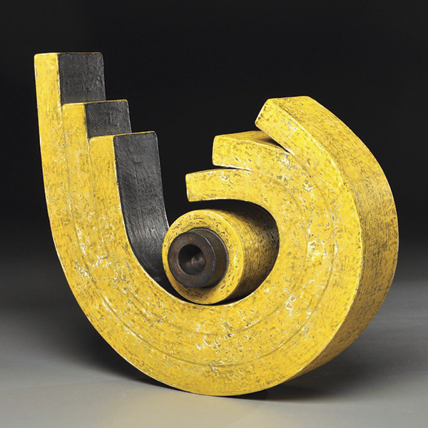 1 Kenneth Baskin’s Mechanical Movements Roller #42, 18 in. (46 cm) in width, stoneware, 2023.