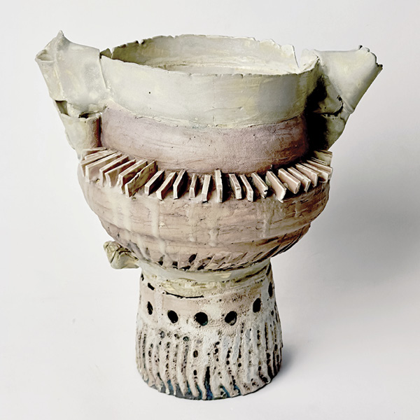 3 Mauve Amphora, 12 in. (30.5 cm) in height, dark stoneware, porcelain, slips, glazes, 2025.