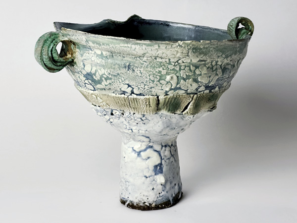 10 Pedestal Bowl with Asymmetrical Handles, 10 in. (25.4 cm) in height, 2024.