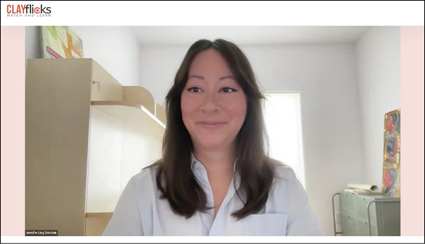 2 Screenshot of Jennifer Ling Datchuk in the CLAYflicks’ Talking Clay interview.