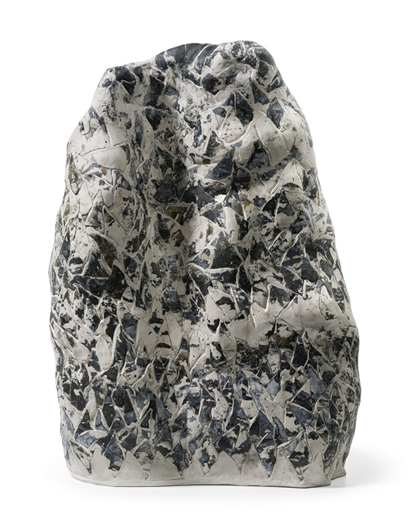 5 Karima Duchamp’s golden rock - dragon gate, 22½ in. (57.1 cm) in height, fiber porcelain, engobes, 2024.