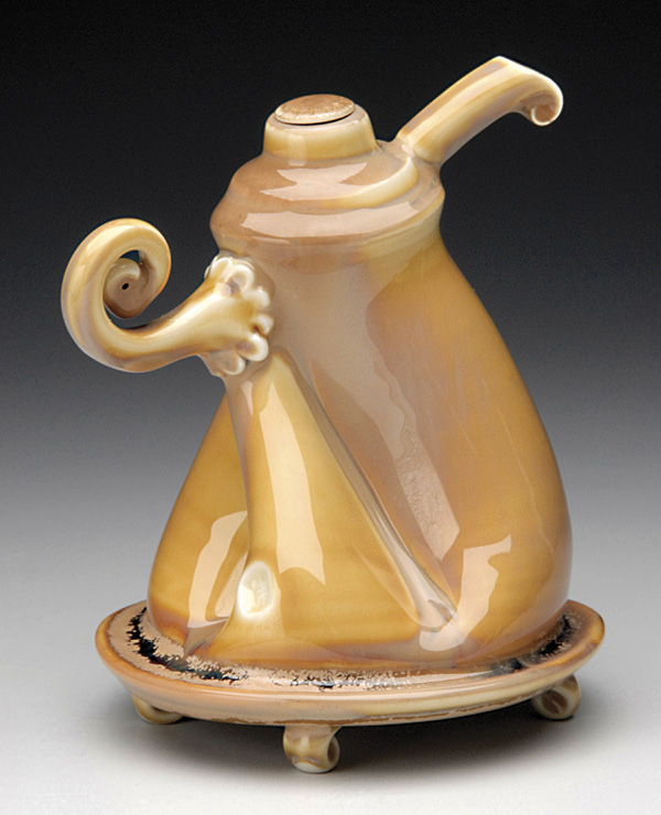 1 Fong Choo’s teapot, 7 in. (17.8 cm) in height, wheel-thrown cone-6 porcelain, various glazes.