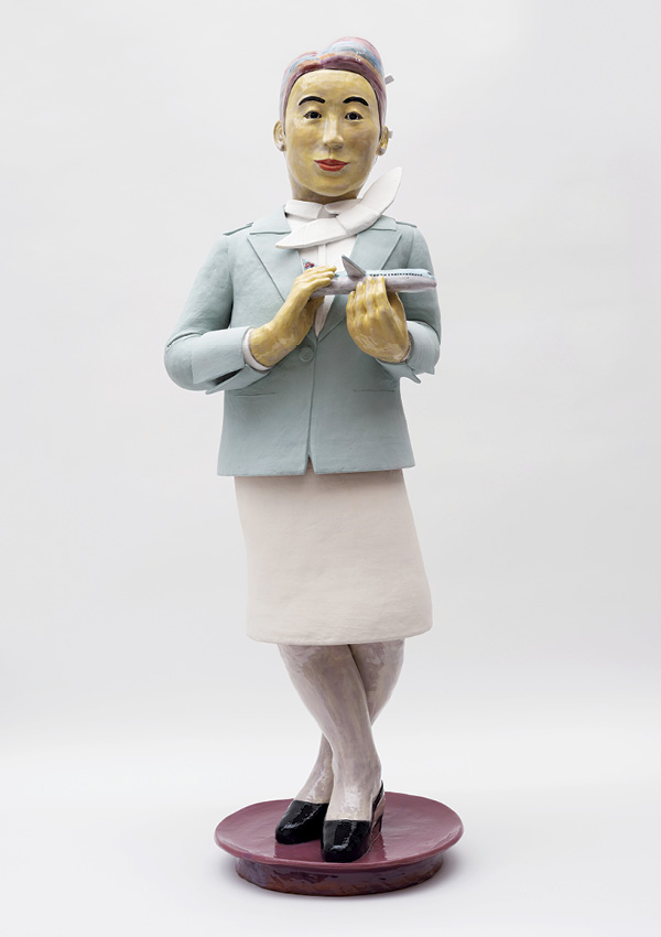 1 Michelle Im’s Hyo-Soon (孝 順), 3 ft. 5 in. (1 m) in height, handbuilt terra cotta, underglaze, majolica glaze, majolica stains, fired to cone 04 in an electric kiln, epoxy, 2024. Photo: Zeshan Ahmed.