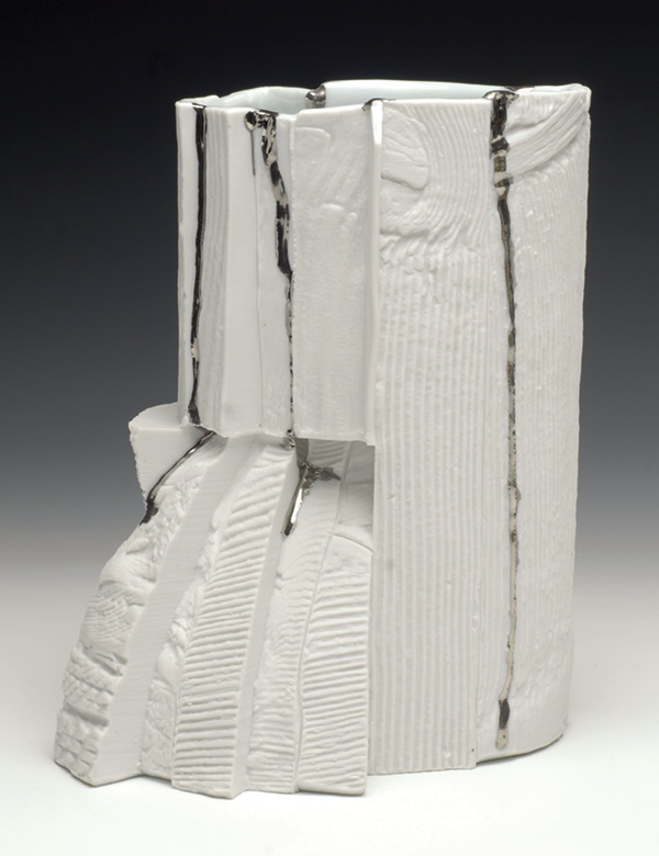 1 Bryan Hopkins’ vase, 7 in. (12.7 cm) in height, slip-cast cone-11 porcelain, luster.
