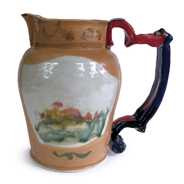 9 Staffordshire-inspired Pitcher, 10 in. (25.4 cm) in height, stoneware, underglazes, and oxides, 2024.