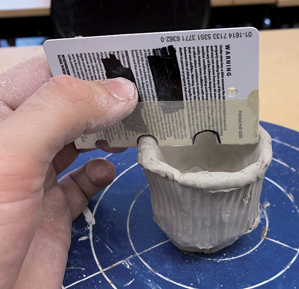 4 Use to refine any rims or feet to fit the profile cut into the card.