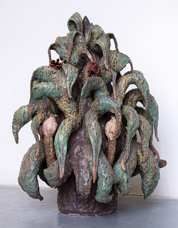 Anna Kruse’s Seeking | Sought, 36 in. (91.4 cm) in height, Barium Base glaze and all glaze-color variations, fired in oxidation to cone 02, 2024.