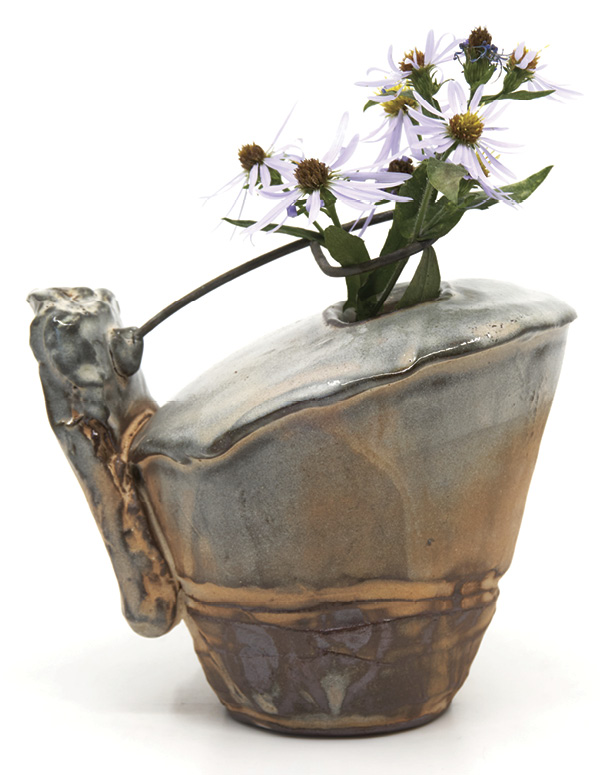 Heather Lepp’s bud vase, 4½ in. (11.4 cm) in height, earthenware, Lo-So Lepp #5, fired to cone 3 in a soda kiln, 2024.