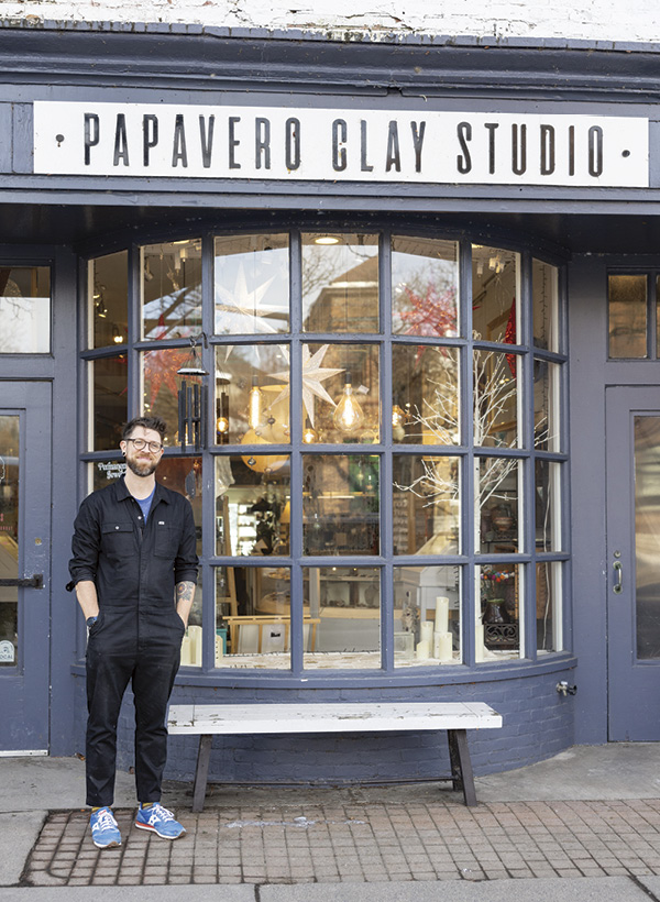 Jeremy Randall in front of Papavero Clay Studio in Skaneateles, New York.