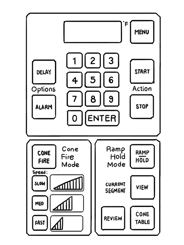 Illustration of a kiln’s control panel.