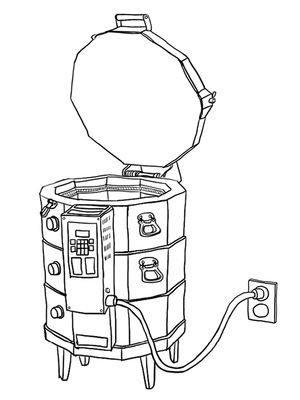 Illustration of an electric kiln.