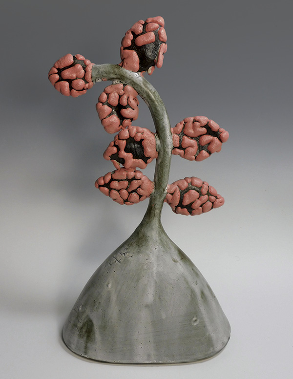 2 Donna Namnoum’s Pink Fern, 13½ in. (34.2 cm) in height, wheel-thrown and assembled stoneware, glaze, fired to cone 5 in an electric kiln, 2025.