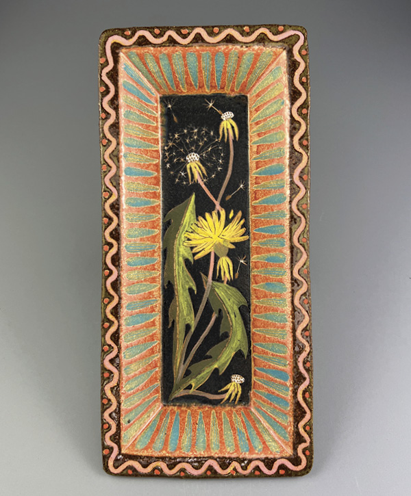 2 Kate Sampson's Dandelion Dish, 8 1⁄2 in. (21.6 cm) in length, stoneware, 2026.