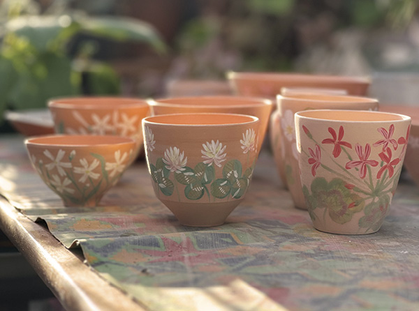 17 Once bisque fired, glaze is applied and then the work is refired.