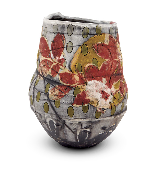 3 Breana Ferreira’s Magenta Pint, 5 in. (13 cm) in height, stoneware, slips, underglazes, fired to cone 5, 2022.